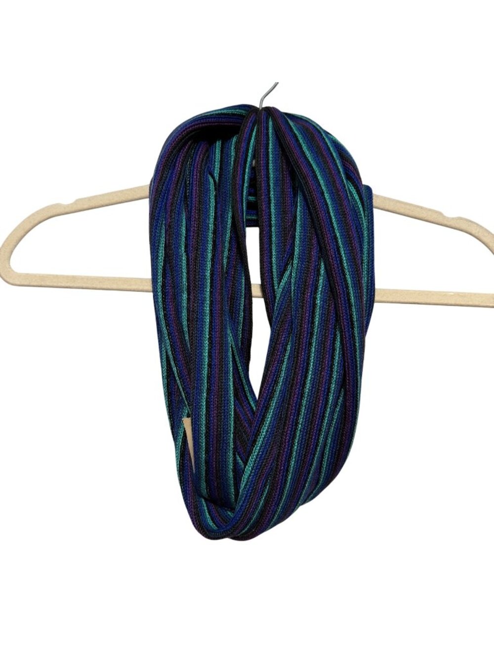 NWT Coldwater Creek Mini Stripe Infinity Scarf Acrylic Blue & Purple